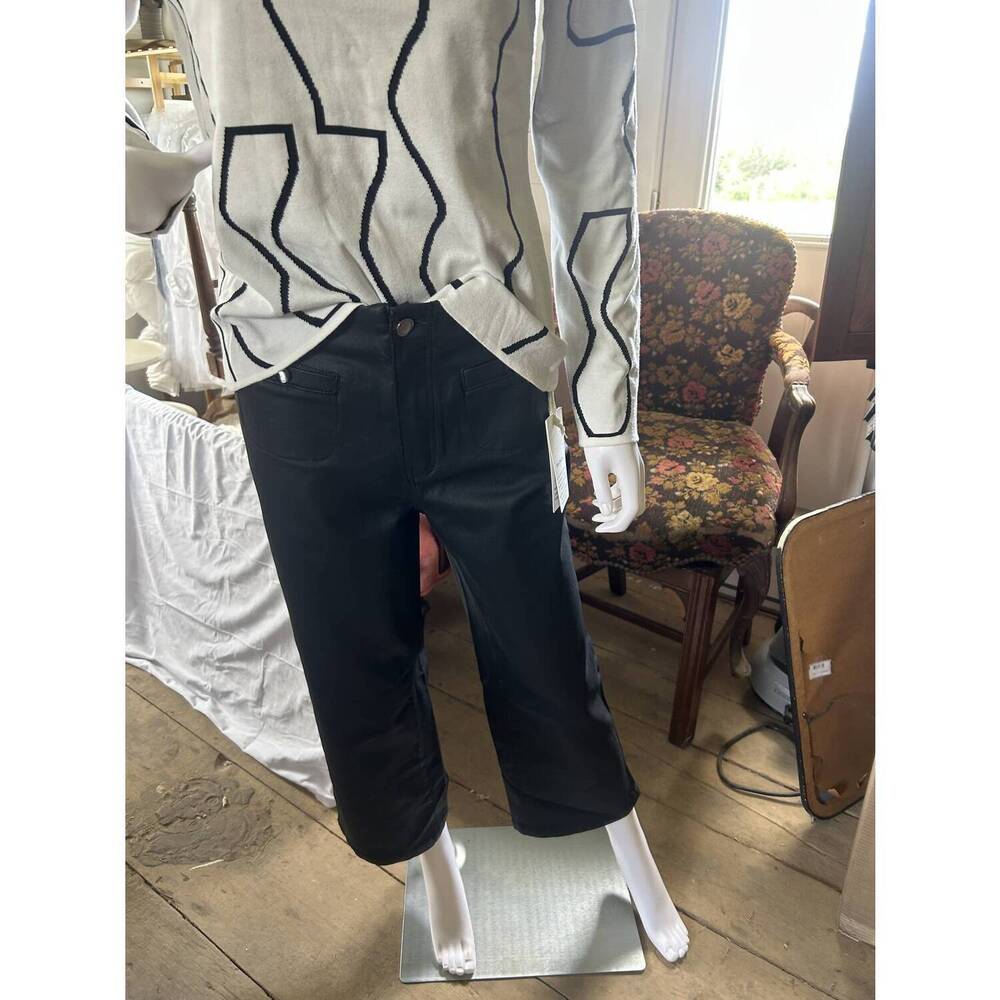 NEW CHARLIE B women's wax flare leg pant in black